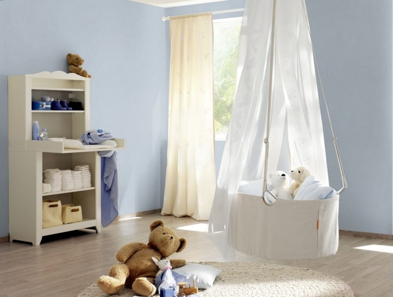 Zartes Blau - Rasch Papier Kindertapete