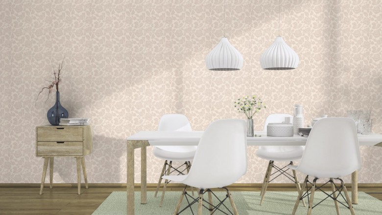 Tapete Barock Creme Beige   - Rasch Vlies - Floralprint