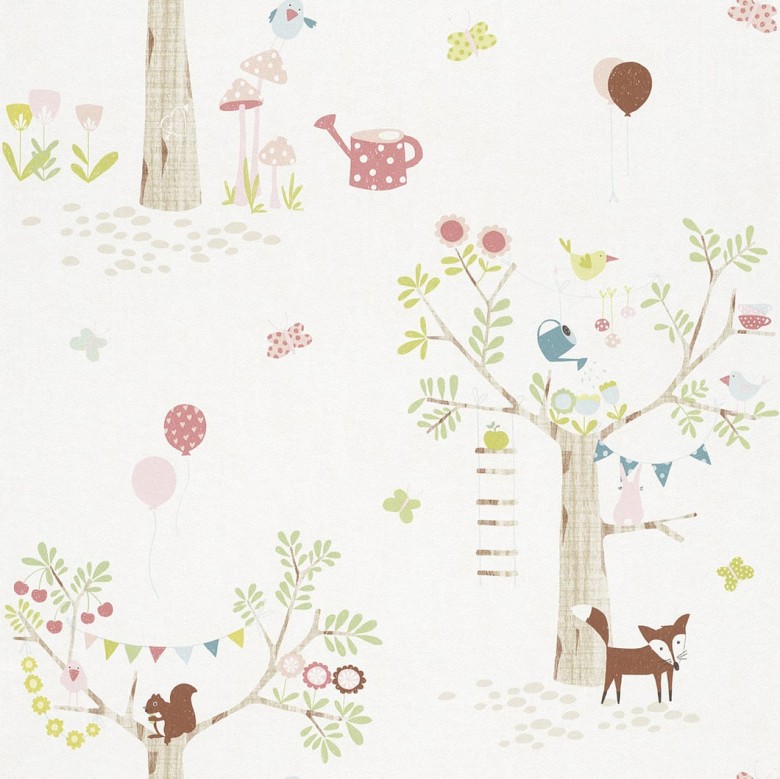 Gartenparty rot Kindertapeten  - Rasch Papiertapete