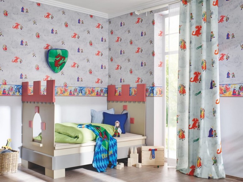 Vincelot Drache Grau - Rasch Papier Kindertapete