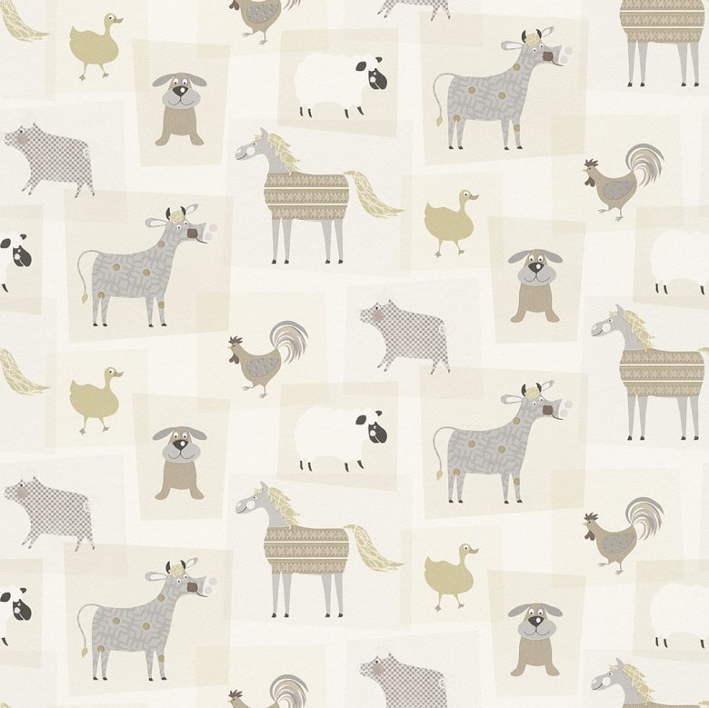Bauernhof beige Kindertapeten  - Rasch Papiertapete