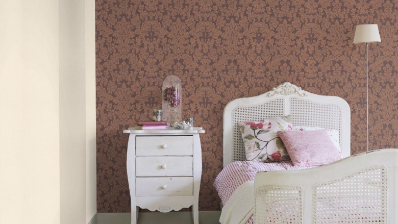 Tapete Barock Grau Beige   - Rasch Vlies - Floralprint