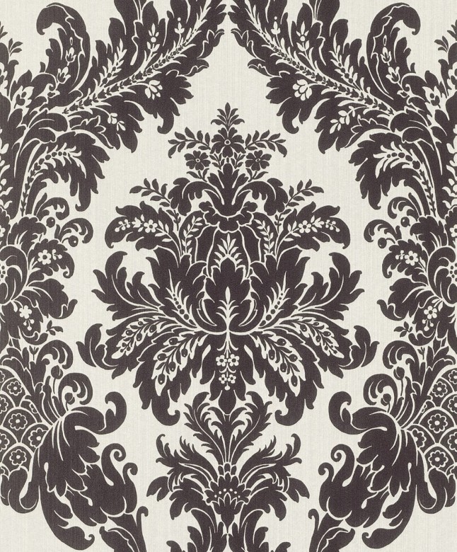 Floral schwarz-weiß - Rasch Vlies-Tapete