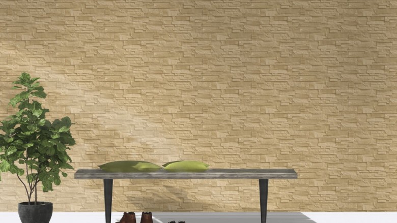 Schiefer Beige - Rasch Vlies-Tapete Steinoptik