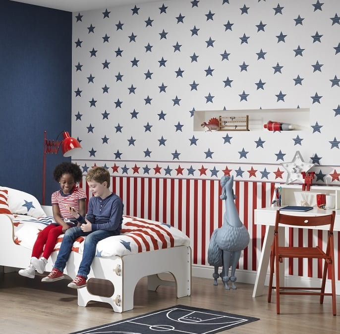 Sterne Dunkelblau - Rasch Papier Kindertapete
