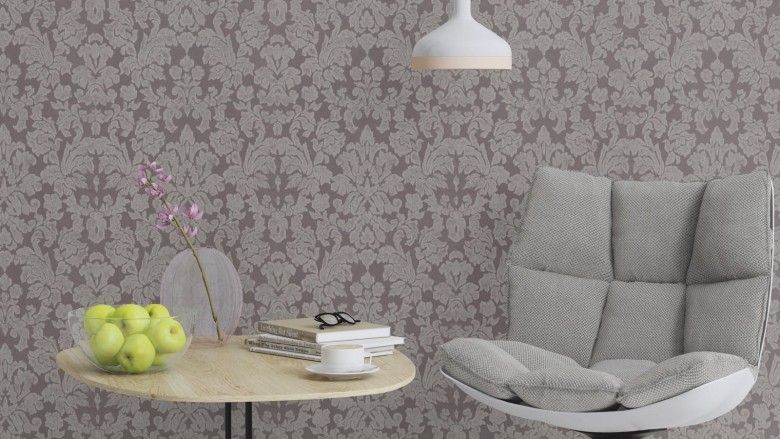Tapete Barock Grau  - Rasch Vlies - Floralprint