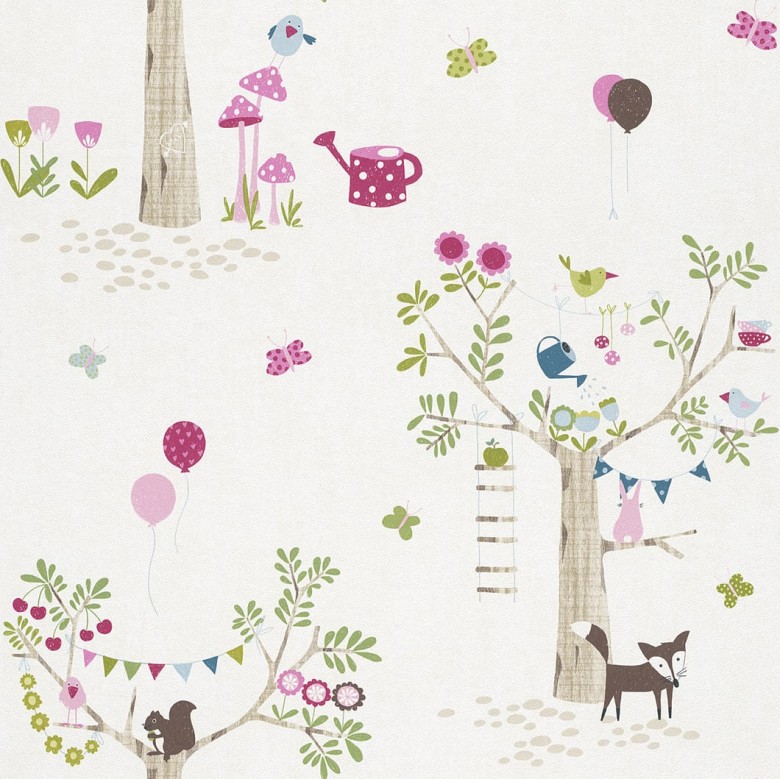 Gartenparty pink Kindertapeten  - Rasch Papiertapete