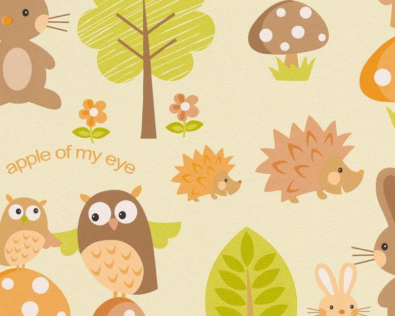 Waldfreunde orange Kinderwelt - A.S. Creation Papier-Tapete