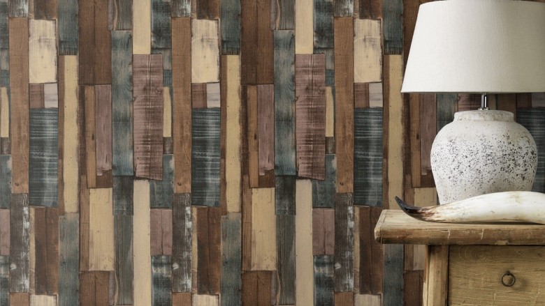 Holzplanken Dunkel - Rasch Vlies-Tapete Holzoptik