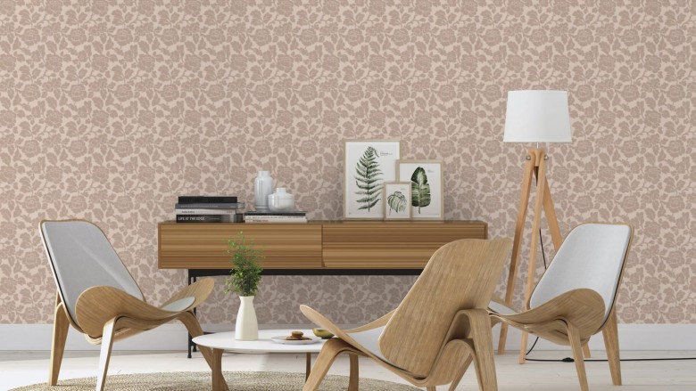 Tapete Barock Dunkelbeige   - Rasch Vlies - Floralprint