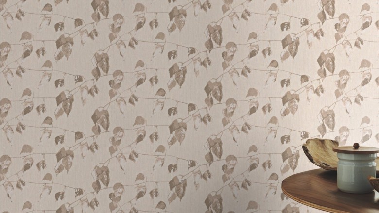Blätter Creme - Rasch Vlies-Tapete Floral
